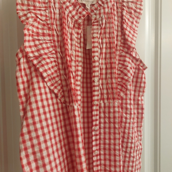 Philosophy Red Gingham Sleeveless Top - Picture 2 of 3